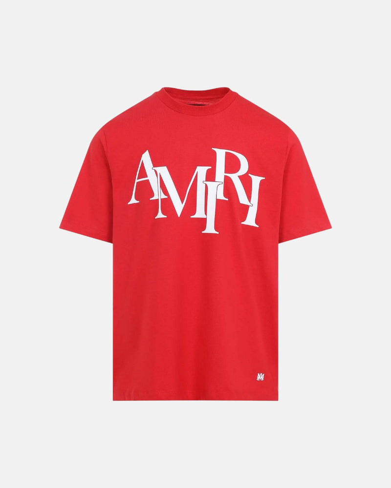 Amiri Staggered Logo Tee Red