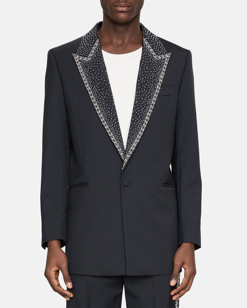 Embellished Lapel Sb Blazer Black
