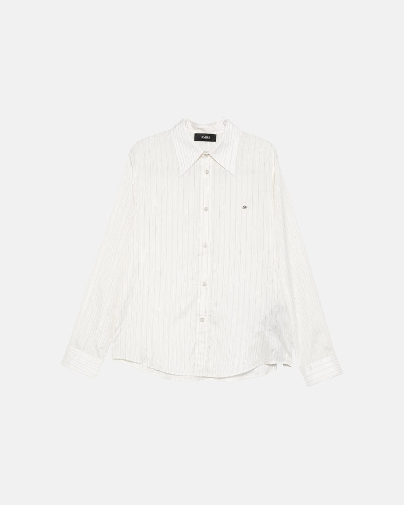 Lurex Thin Stripe Ls Shirt White