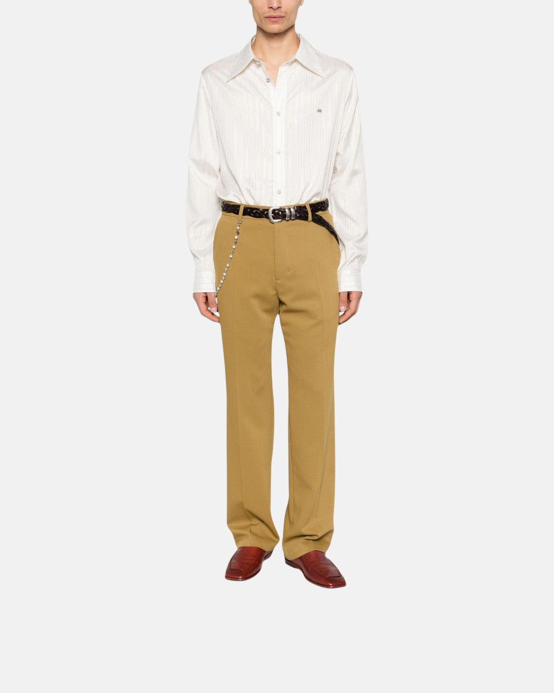 Lurex Thin Stripe Ls Shirt White