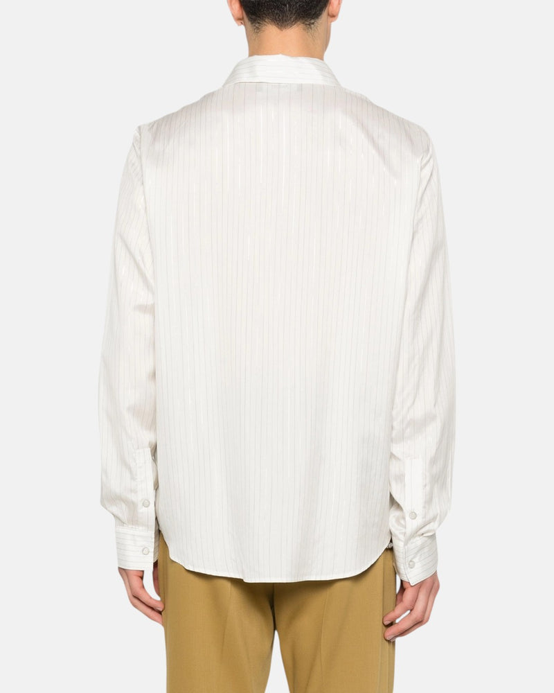 Lurex Thin Stripe Ls Shirt White