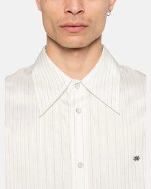 Lurex Thin Stripe Ls Shirt White