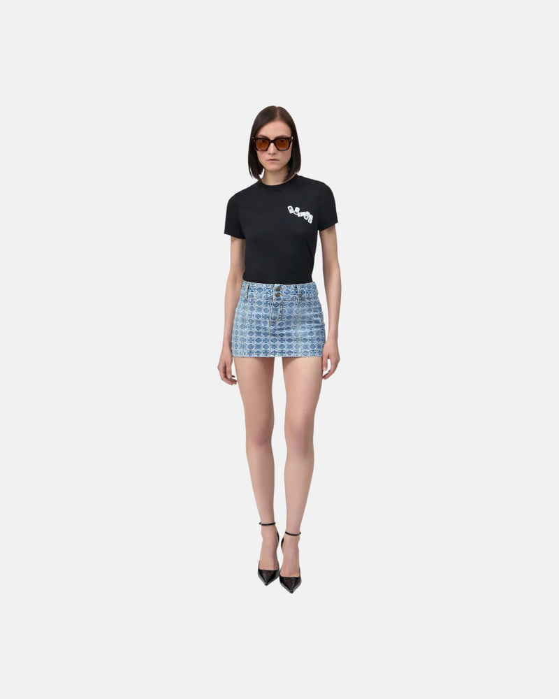 Ma Quad Jacquard Mini Skirt Stone Indigo