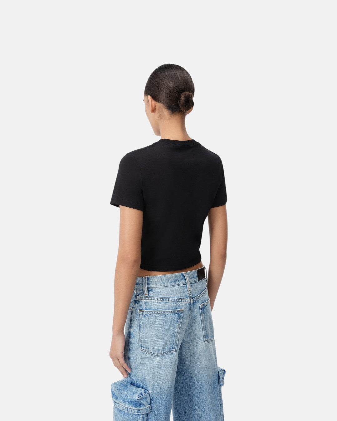 Ma Embroidered Baby Tee Black