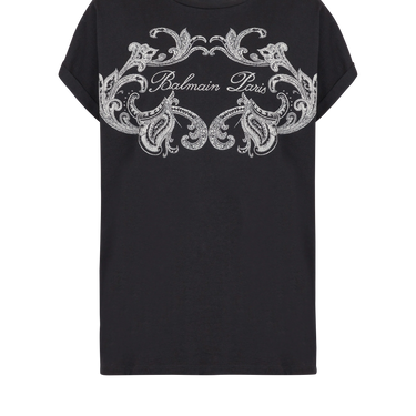 Balmain Women Signature Paisley T-Shirt Black/Ivory