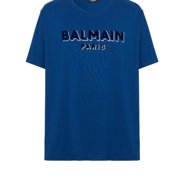 Balmain Metallic Flocked Balmain T-Shirt Dark Blue/Dark Navy/Silver