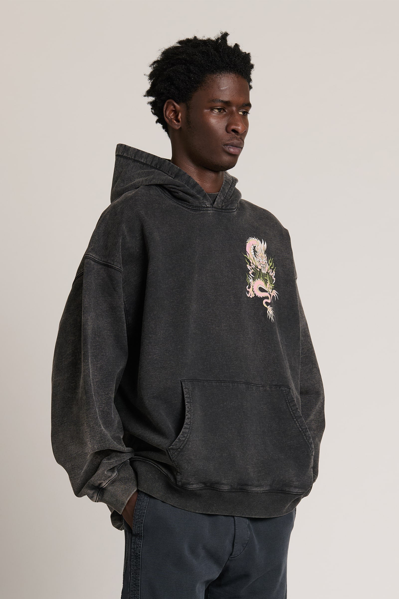 Dilong Oversized Hoodie Black Corrosion