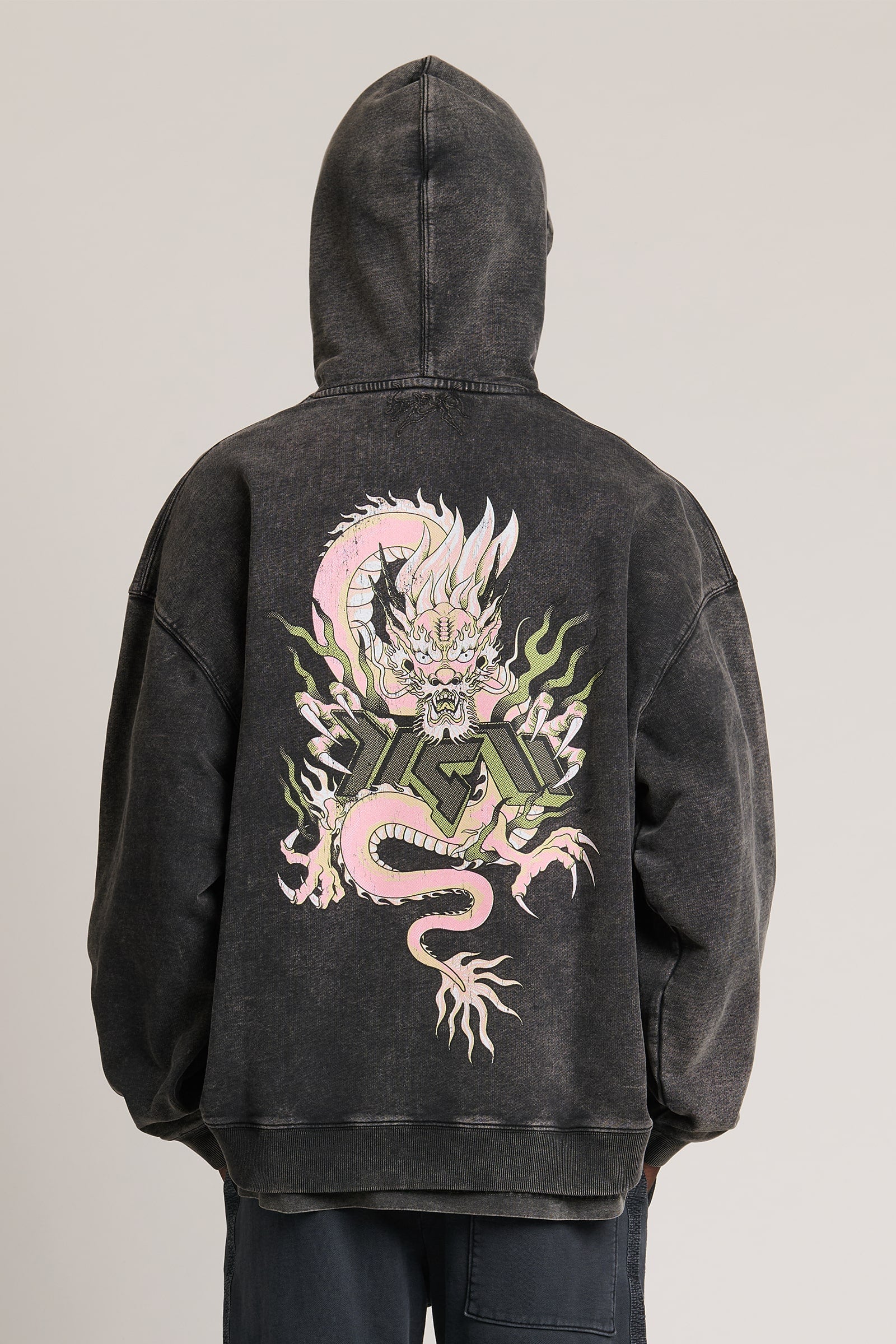 Dilong Oversized Hoodie Black Corrosion