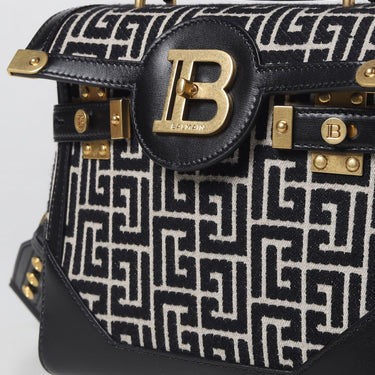Balmain Women Bicolor Jacquard B-Buzz 23 Bag With Black Leather Panel
