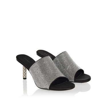 Givenchy Women G Cube Mules In Satin With Strass Silvery