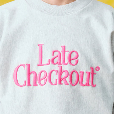 Late Checkout Grey/Pink Crewneck Sweatshirt