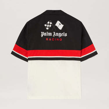 Palm Angels Racing Bowling Shirt Black White Red