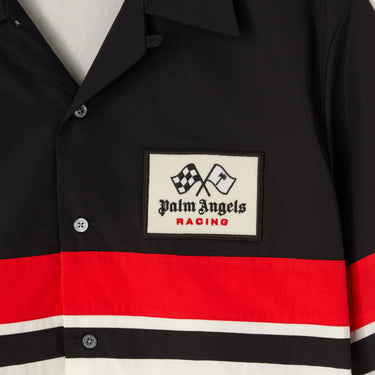 Palm Angels Racing Bowling Shirt Black White Red