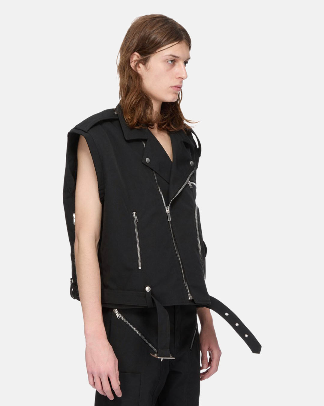 Cropped Jumbo Vest Black