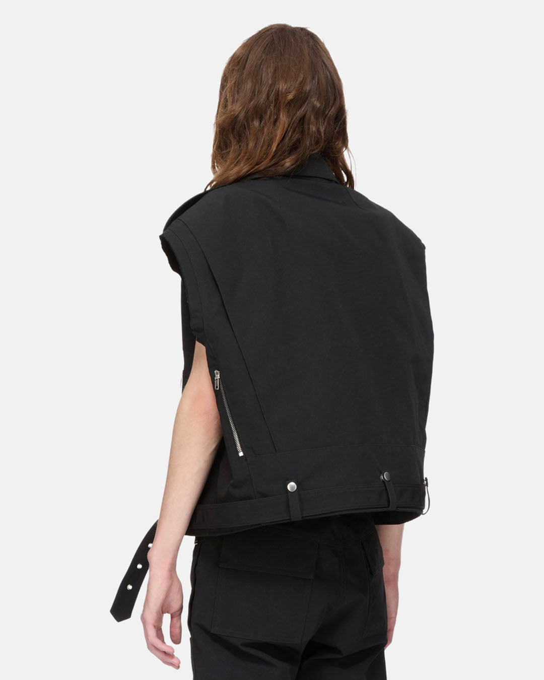 Cropped Jumbo Vest Black