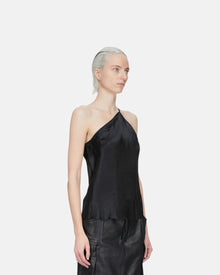 One Shoulder Slip Top Black