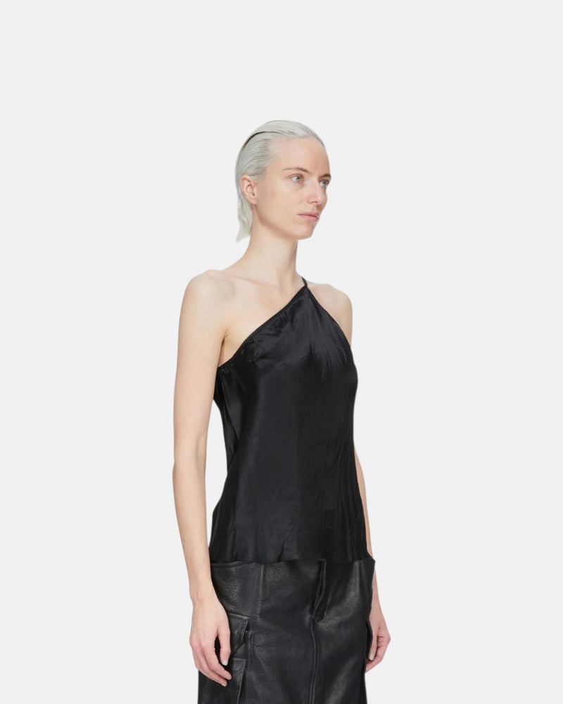 One Shoulder Slip Top Black