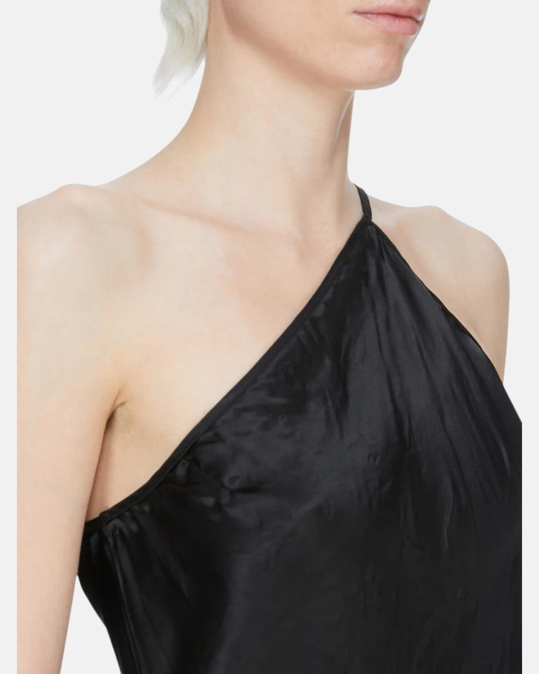 One Shoulder Slip Top Black