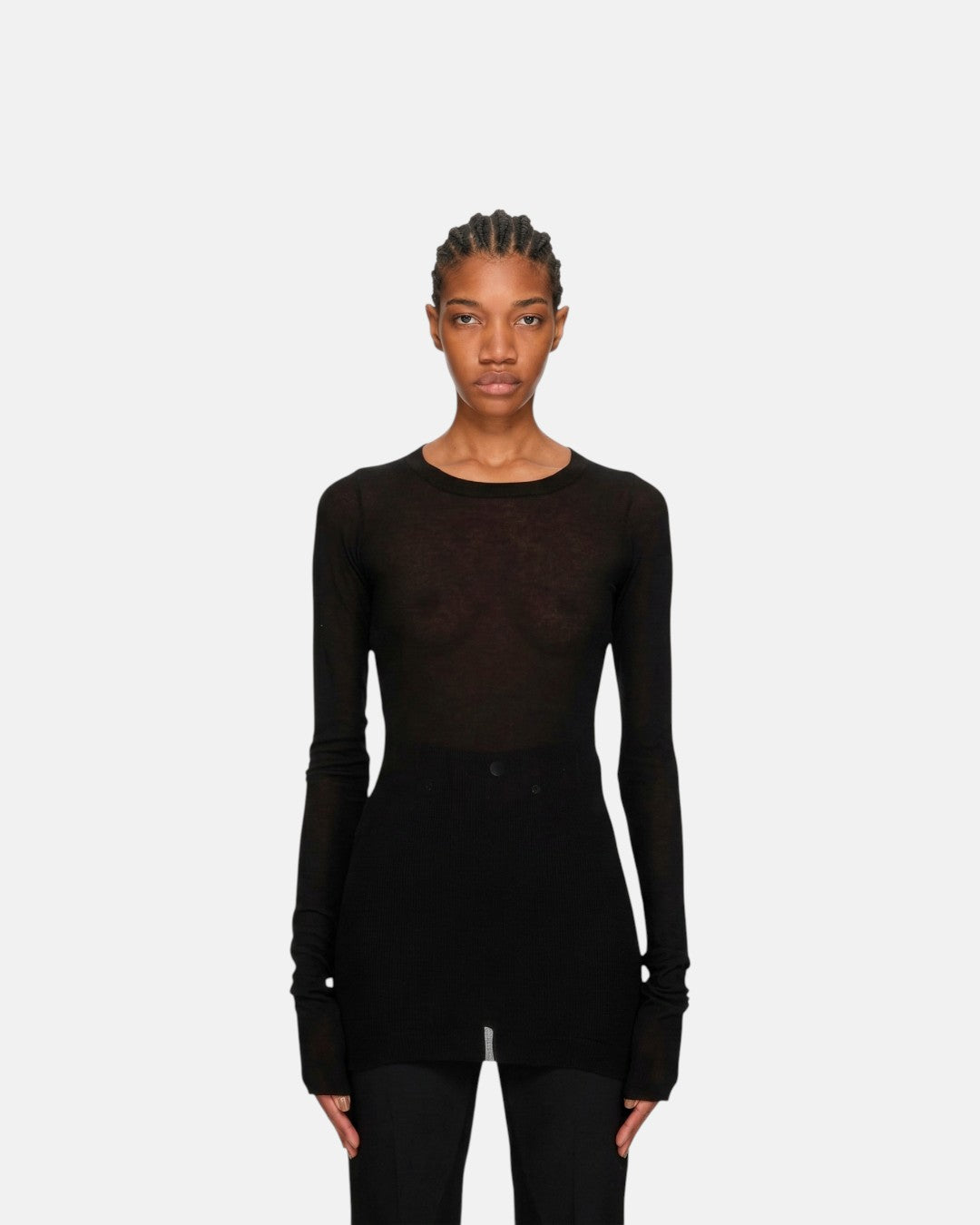 Rib Ls T-Shirts Black