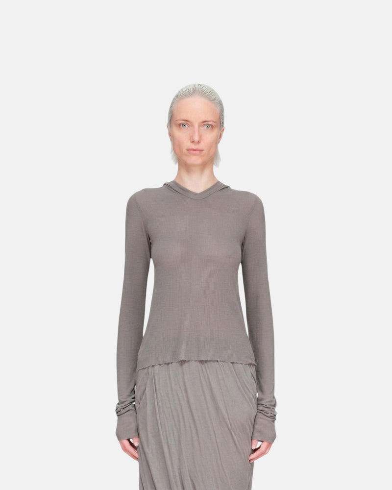 Cropped Hooded Rib Ls T-Shirts Dust