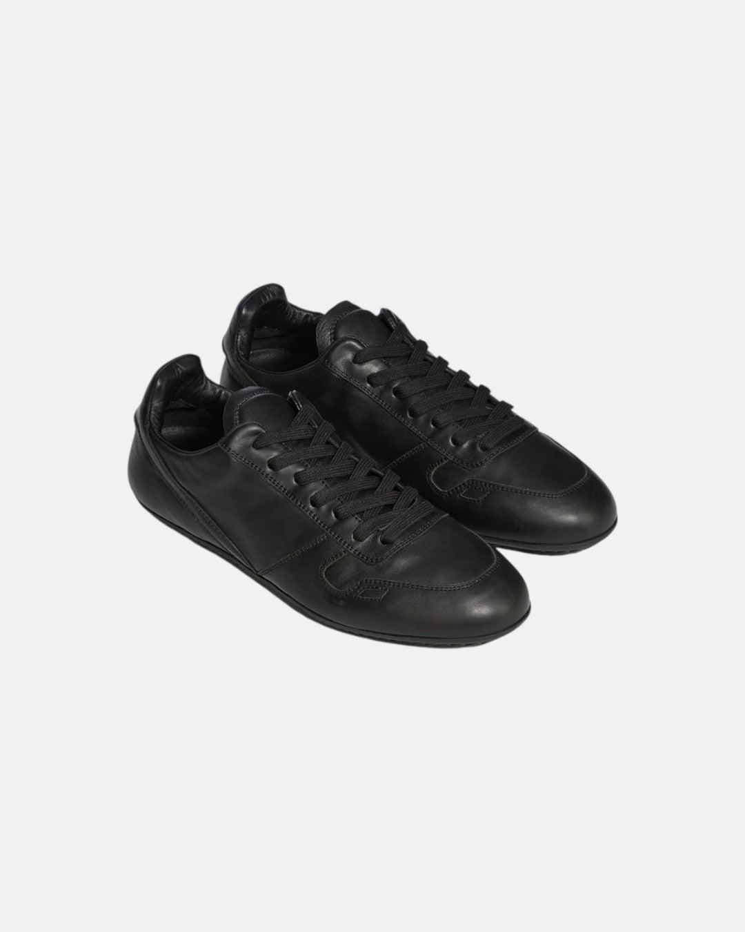 Women Minimal Leather Sneakers Black/Black/Black