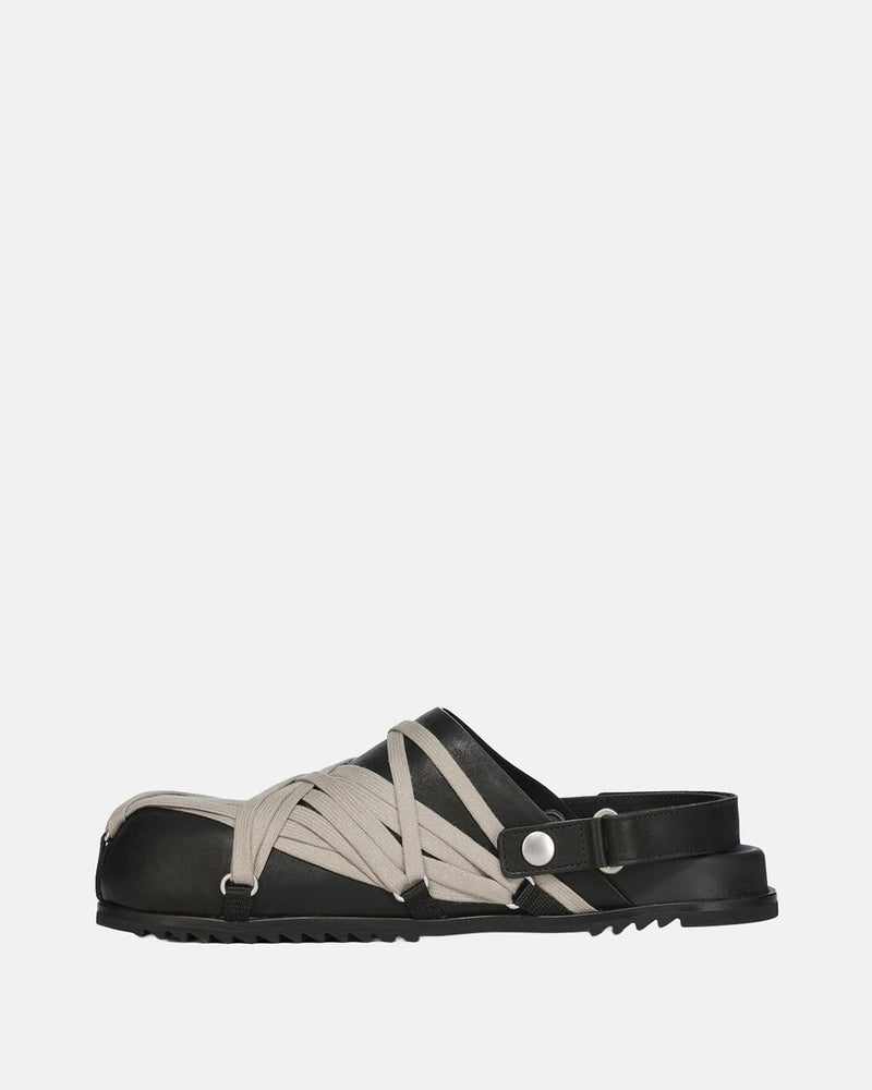 Megalaced Leather Mule Black