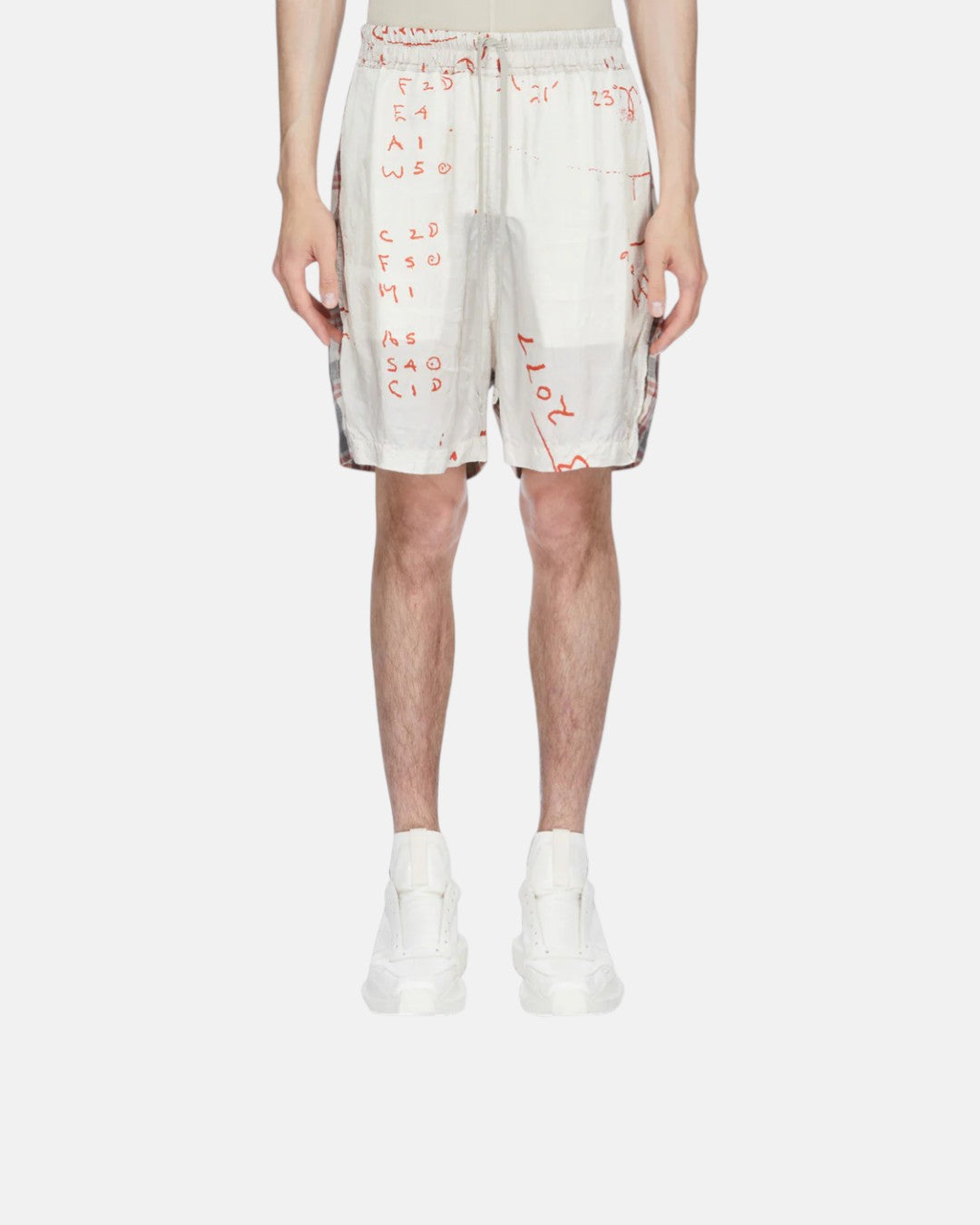 Boxer Printed Cupro Twill Shorts Milk/Orange/Milk Plaid