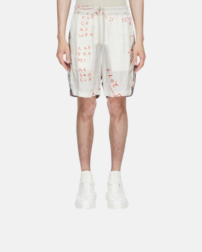 Boxer Printed Cupro Twill Shorts Milk/Orange/Milk Plaid