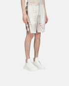 Boxer Printed Cupro Twill Shorts Milk/Orange/Milk Plaid