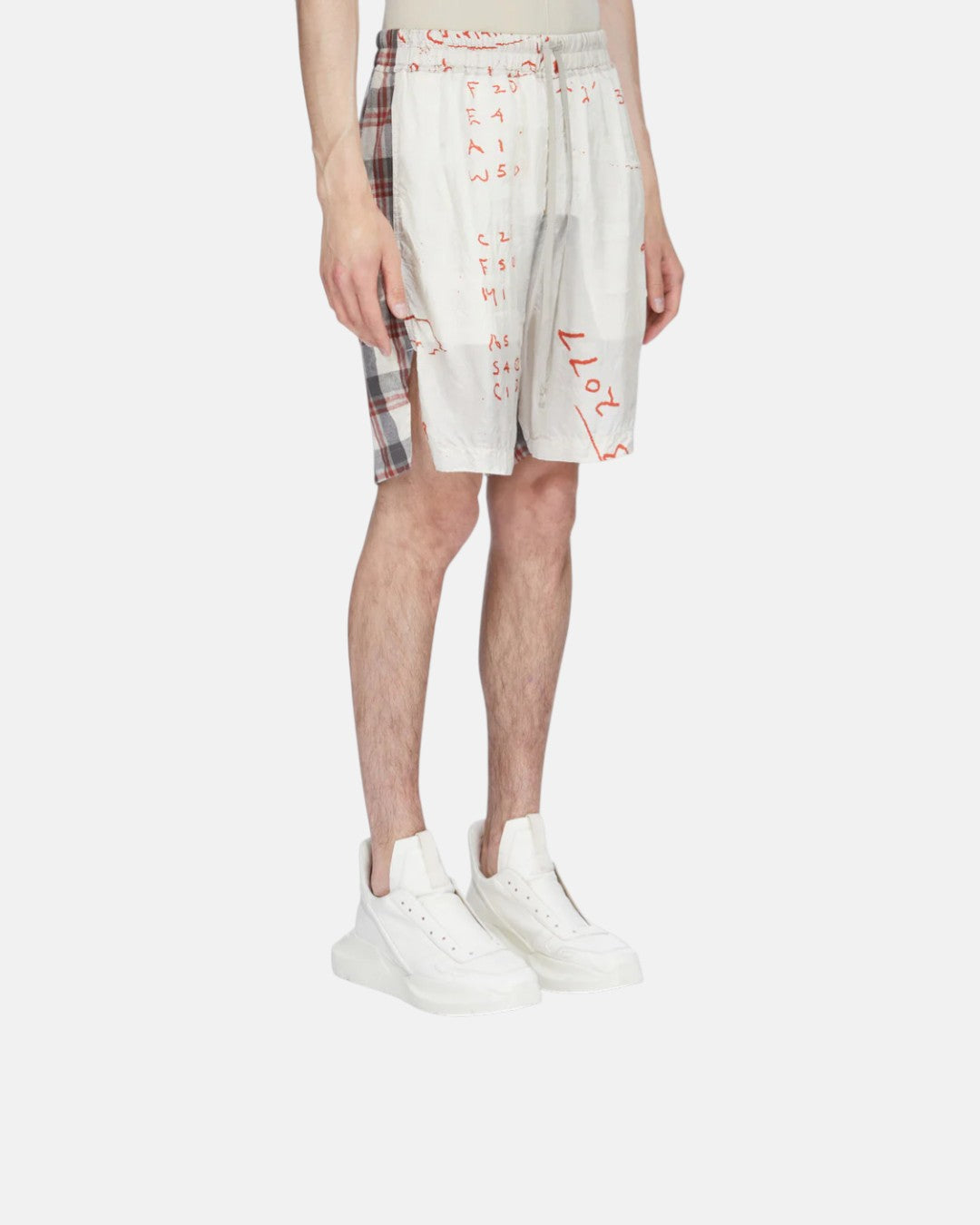 Boxer Printed Cupro Twill Shorts Milk/Orange/Milk Plaid