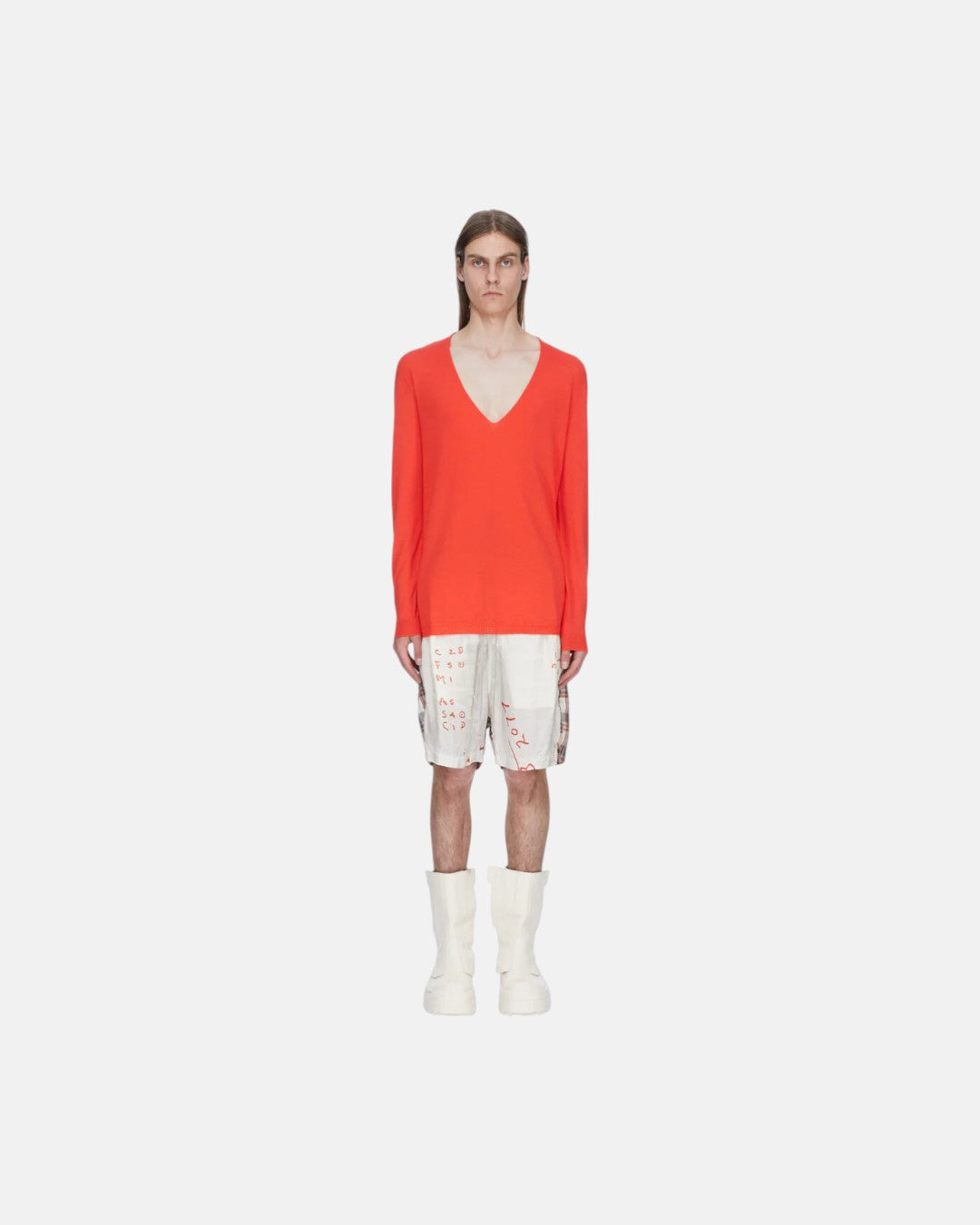 Boxer Printed Cupro Twill Shorts Milk/Orange/Milk Plaid