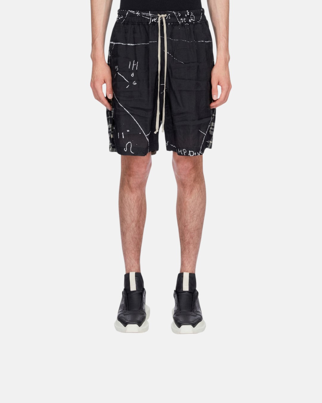 Boxer Printed Cupro Twill Shorts Black/Milk/Black Plaid