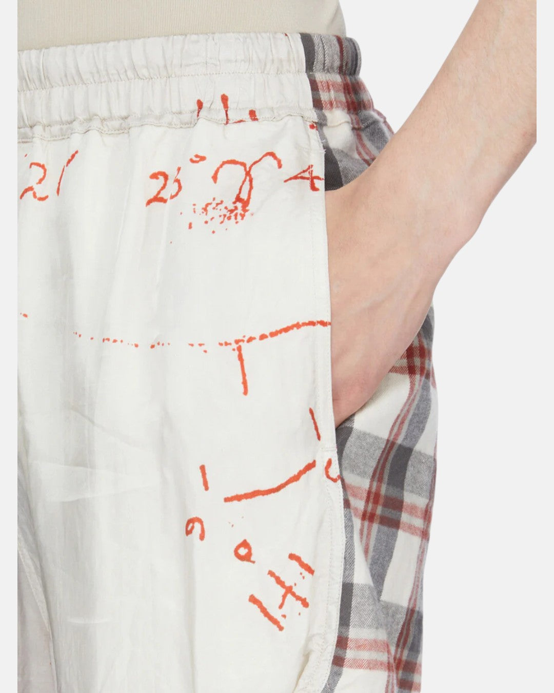 Boxer Printed Cupro Twill Shorts Milk/Orange/Milk Plaid