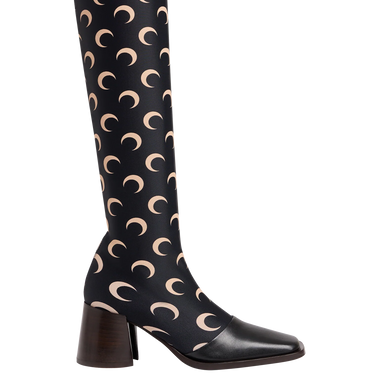 Marine Serre Regenerated All Over Moon Jersey Knee-High Boots