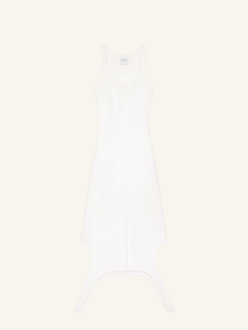 Long Dress Reversed Rib Knit White