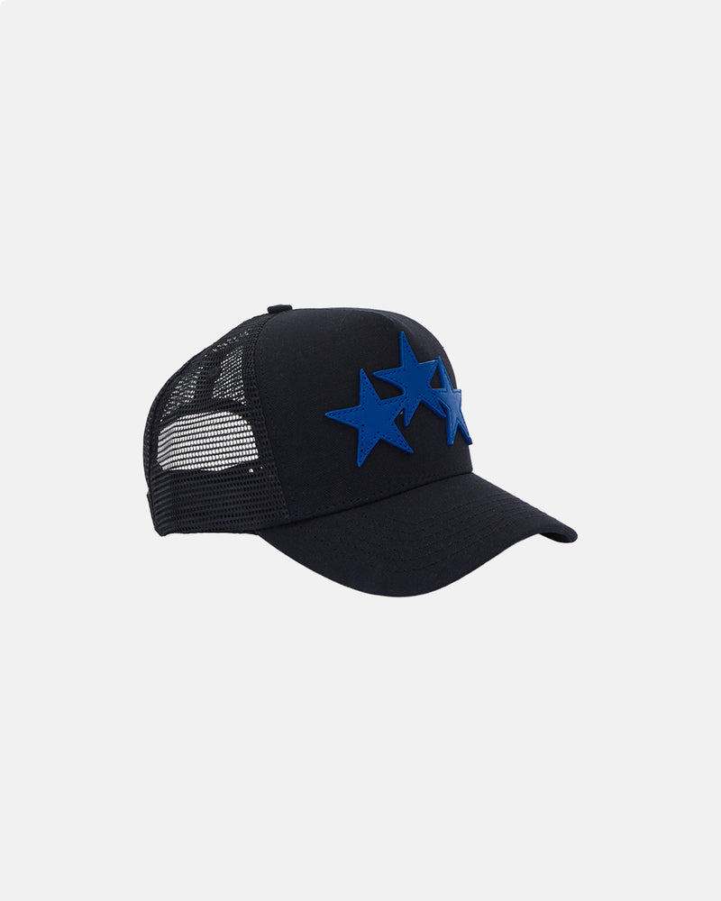 3 Star Trucker Hat Black Blue