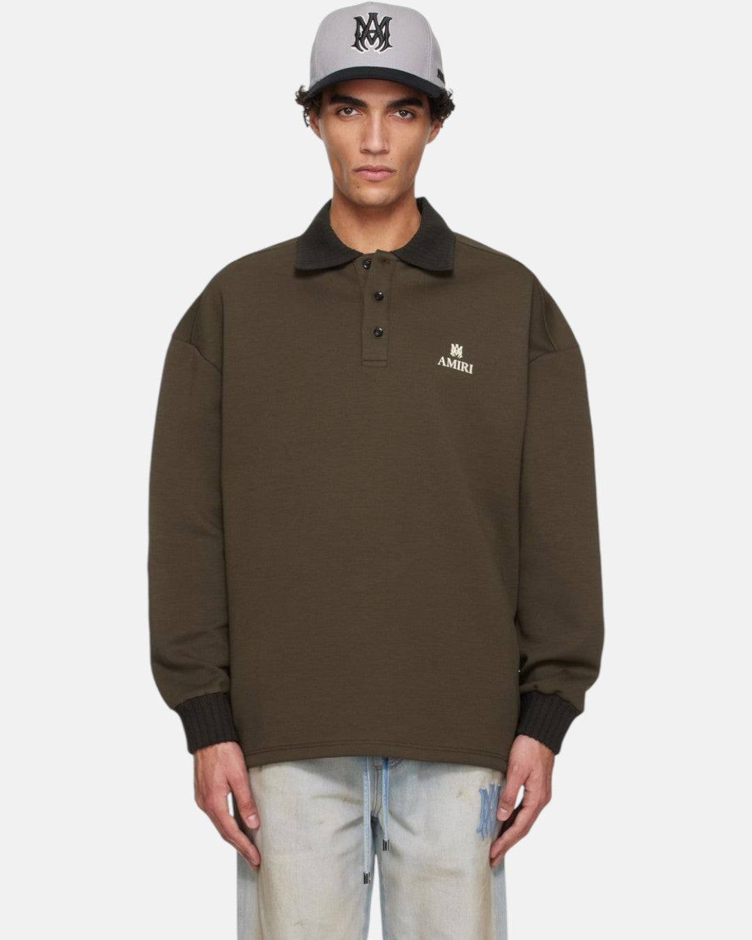 Ma Oversized Ls Polo Dark Brown