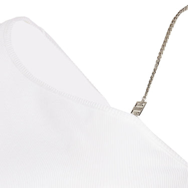 Givenchy Women Asymmetric Top In Cotton With Chain Detail White