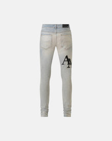 Staggered Logo Skinny Jean Antique Indigo Blue