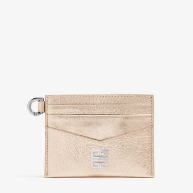 Givenchy 4G Card Holder In Laminated Leather Dusty Gold