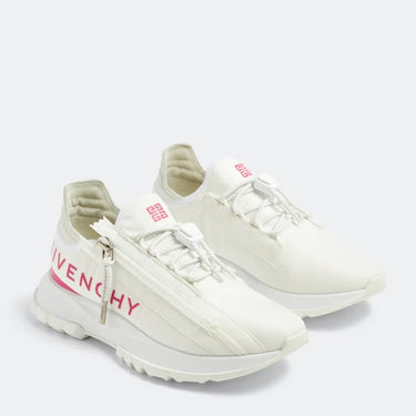 Givenchy Women Zip Detailed Lace-Up Sneakers White/Fuchsia