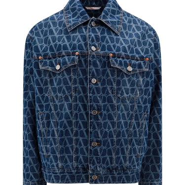 Valentino Toile Iconographe Denim Jacket In Blue