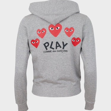 Comme Des Garcons Play Women Red Heart Hoodie Grey