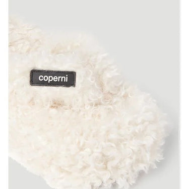 Coperni Fluffy Branded Wedge Sandal in White