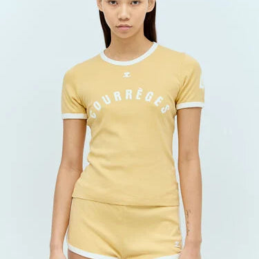 Courreges Women T-Shirt Contrast Printed Pollen/ Heritage White