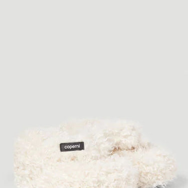 Coperni Fluffy Branded Wedge Sandal in White