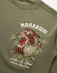 Maharishi Maha Tiger Embroidered Crew Olive Og-107F