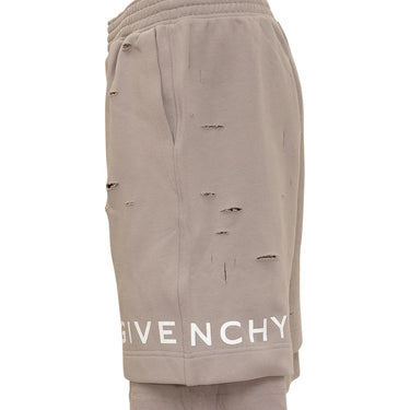 Givenchy Bermuda Shorts In Felpa With Destroyed Effect Taupe