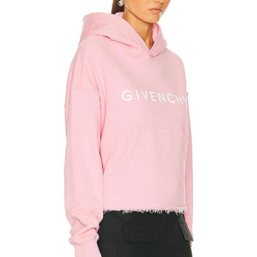 Givenchy Women Archetype Cropped Hoodie In Fleece Flamingo