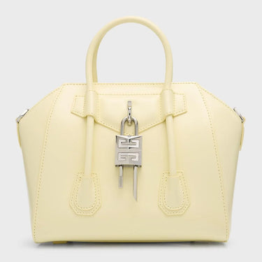 Givenchy Mini Antigona Lock Bag In Box Leather Soft Yellow